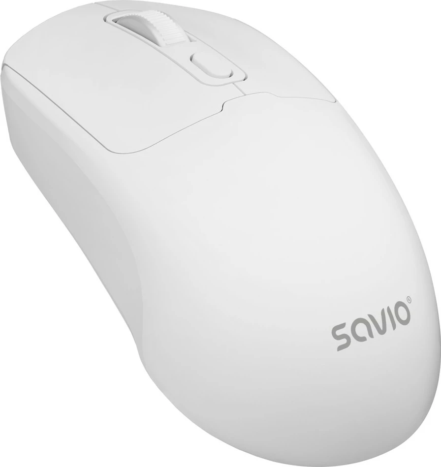 Maus pa kabllo Savio MB-05 1600 DPI Bluetooth 5.4/2.4 GHz optik e bardhë, me marrës USB + kabllo USB-C