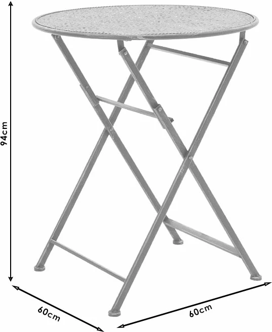 Set tavoline me karrige Drill 3 copë, ngjyrë bakri antike, metal