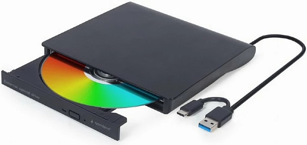 DVD shkrues i jashtëm Gembird DVW-EXT-SLIM DVD-USB-031, USB-C/USB 3.1, 8x DVD, 24x CD, i zi