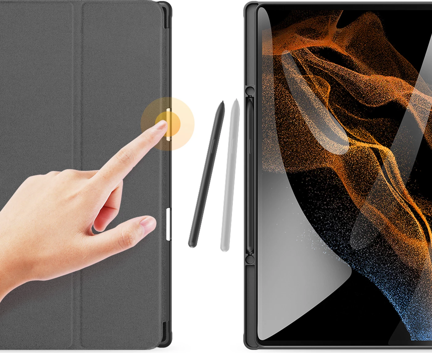 Mbështjellës tabletë Dux Ducis Domo, me Smart Sleep, me qëndrim/stand, për Samsung Galaxy Tab S8 Ultra/Tab S9 Ultra (SM-X900/SM-X906), me mbajtës stylus, ngjyrë e zezë