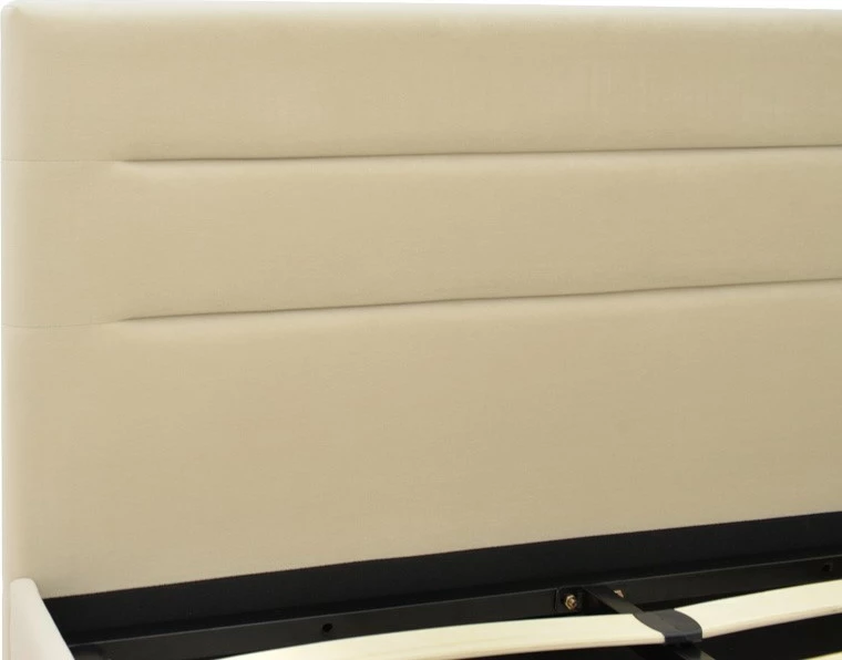 Krevat Molito kadife, ngjyrë ecru, me hapësirë për depo, 120x200cm