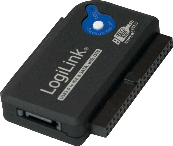 Adapter USB 3.0 LogiLink AU0028A për IDE/SATA me OTB, i zi