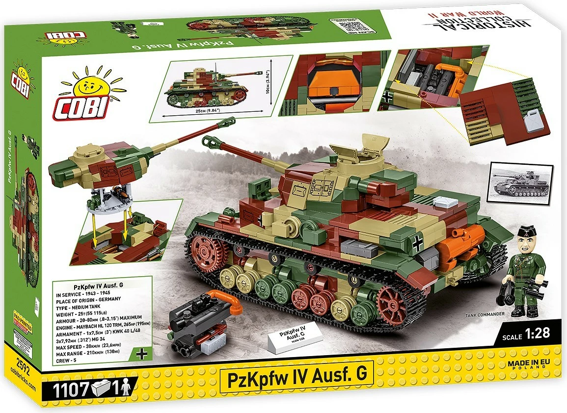 Set blloqesh Cobi Klocki WWII PzKpfw IV Ausf. G, 1107 pjesë, Kamuflazh