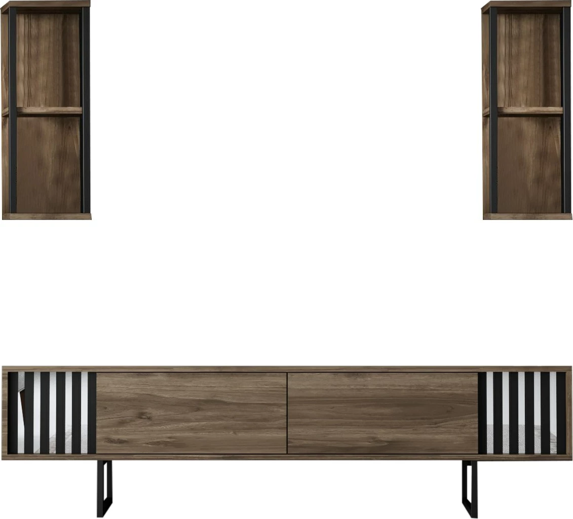 Komodë TV Hanah Home, Chrome Line, ngjyrë arre dhe e zezë