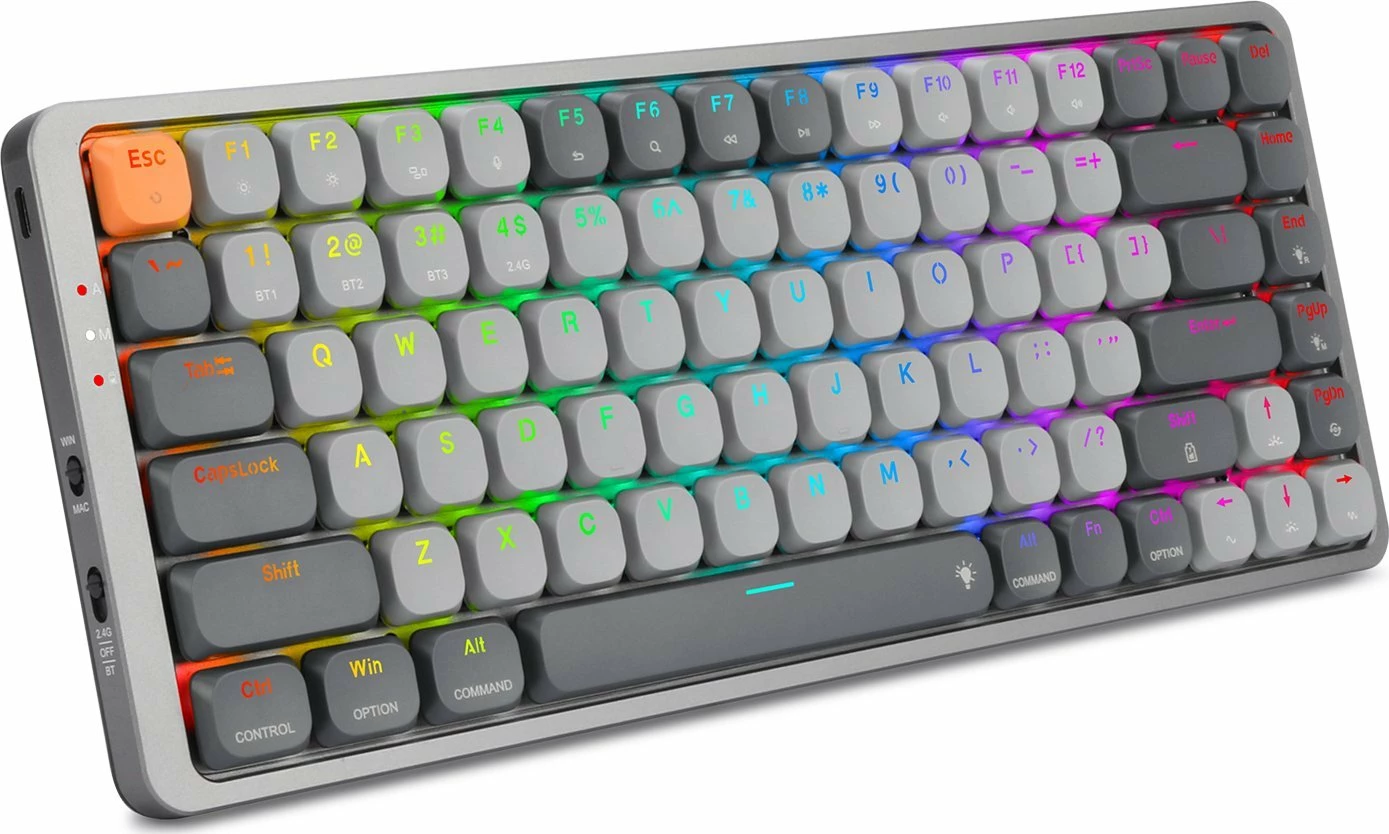 Tastierë gaming mekanike Redragon K652 Azure K652GG-RGB-PRO 75% RGB wireless/USB US layout, gri
