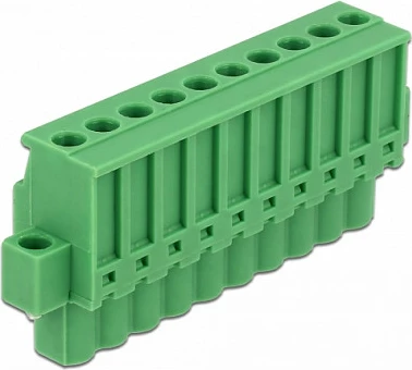 Bllok terminal DeLOCK 65941, shinë DIN, 10 pika lidhjeje, AWG 24-12, i gjelbër
