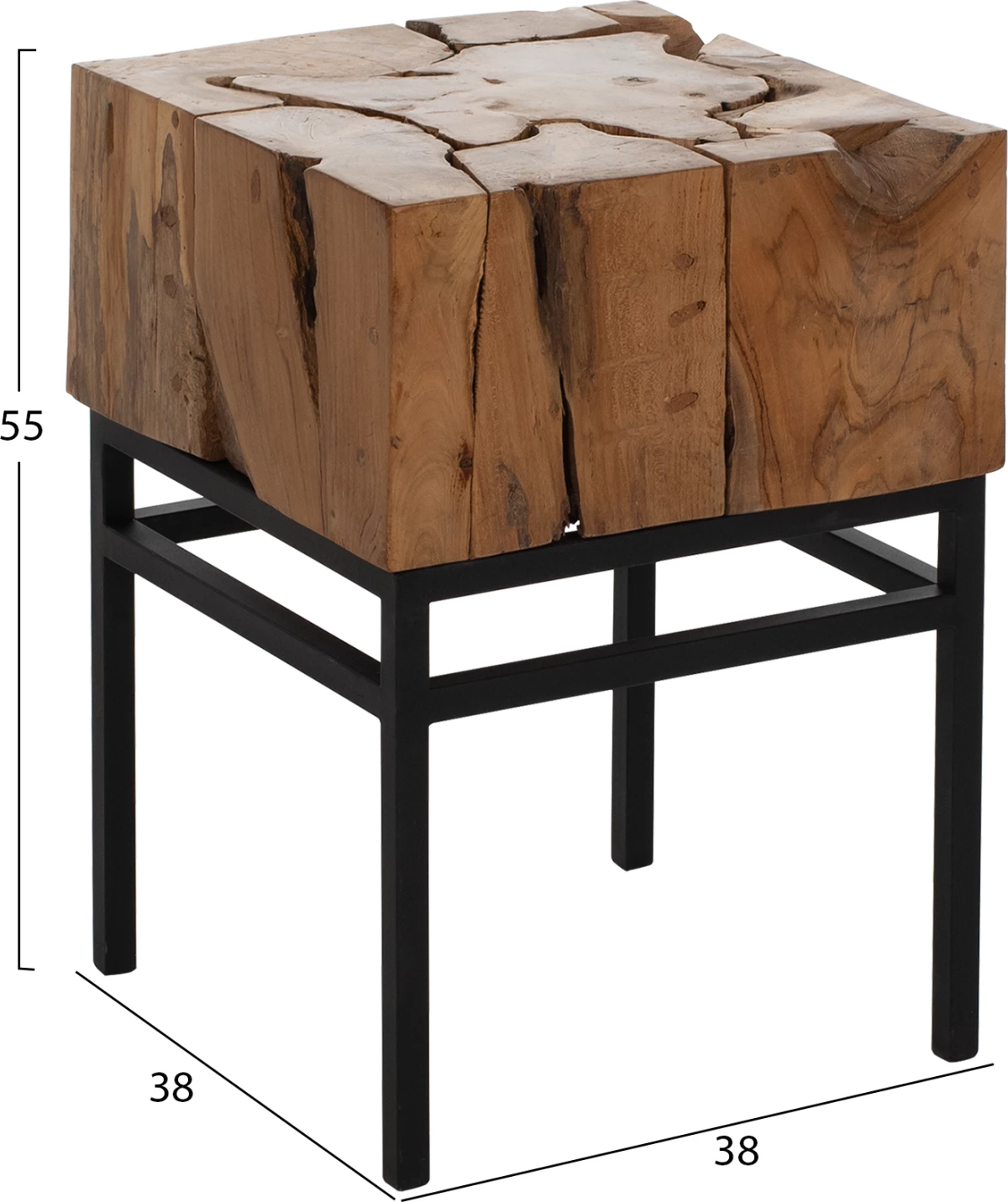 Tavolinë anësore katrore, dru tik natyral, FH9353, 38x38x55H