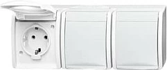 Prizë rryme trefishe Busch-Jaeger 2084-0-0712, Schuko CEE 7/3, IP44, 16A 250V, e bardhë