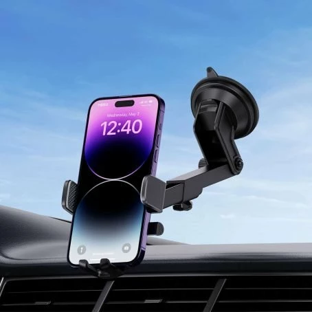 Mbajtëse telefoni për veturë Baseus UltraControl Pro, 5.4-7.2 inç, rrotullim 360°, krah 12-17 cm, hapje automatike, e zezë