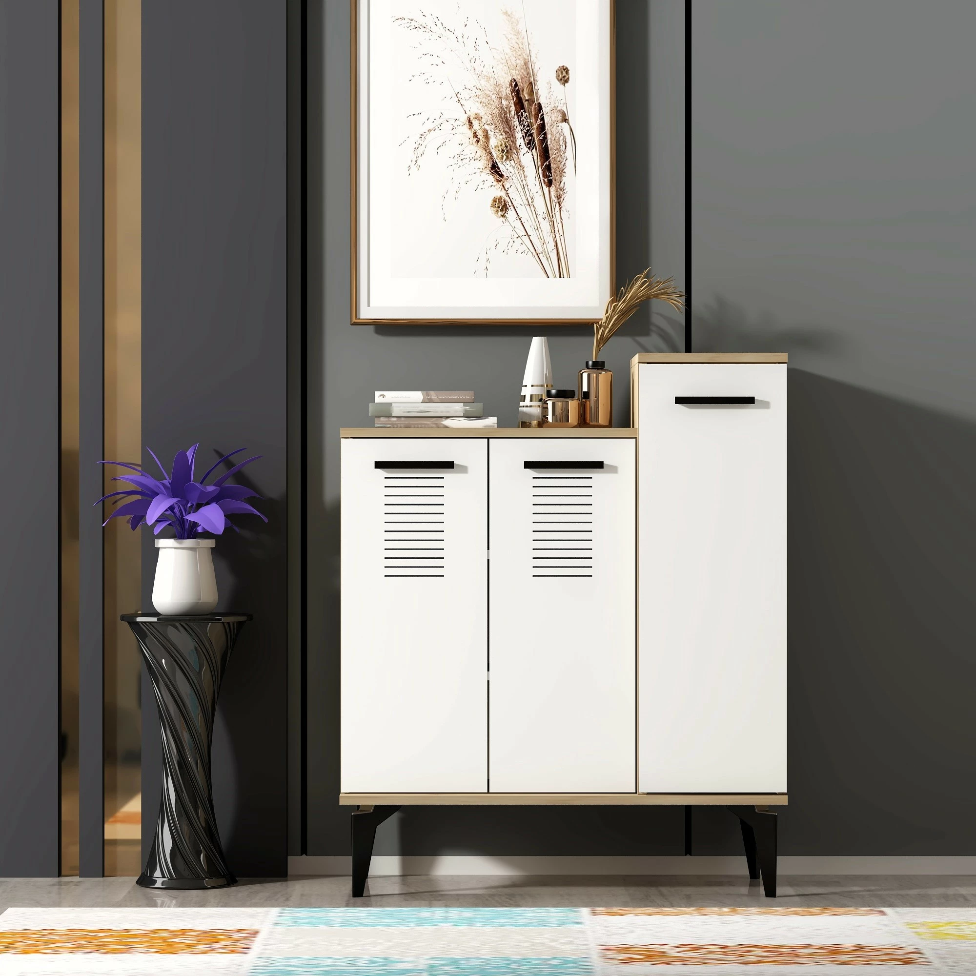 Dollap për këpucë Hanah Home, Asimo, ngjyrë lis safir dhe e bardhë