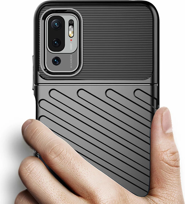 Mbështjellës Hurtel Thunder Case për Xiaomi Redmi Note 10 5G / Poco M3 Pro, i zi