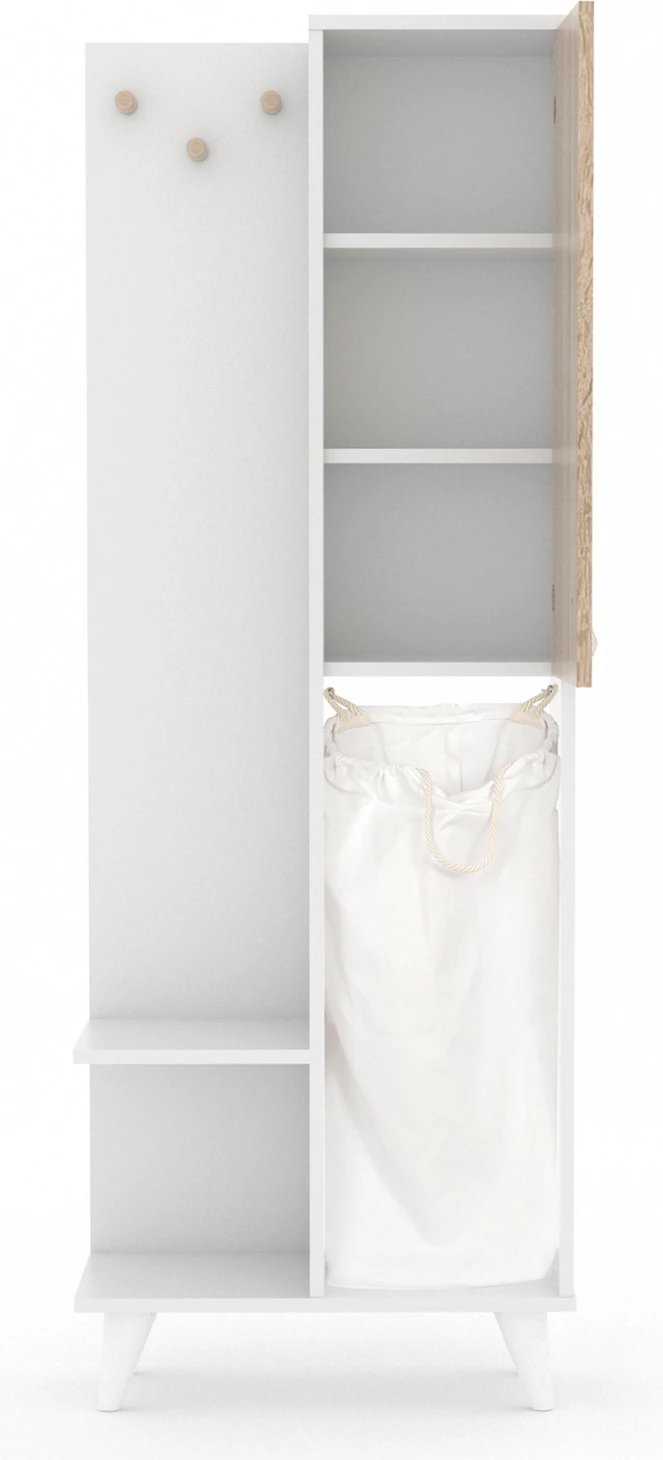 Mobilje banjoje prej melamine me shportë FH178, ngjyrë e bardhë dhe sonama, 64x30x178Y cm