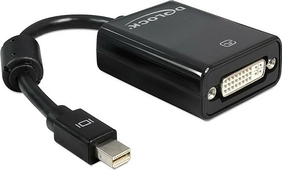 Adapter DeLOCK mini DisplayPort në DVI-I, 0.18 m, 1080p, i zi
