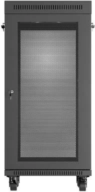 Kabinet rack LANBERG 19" 24U 600x600, standing, dyer të perforuara, me rrota, i zi
