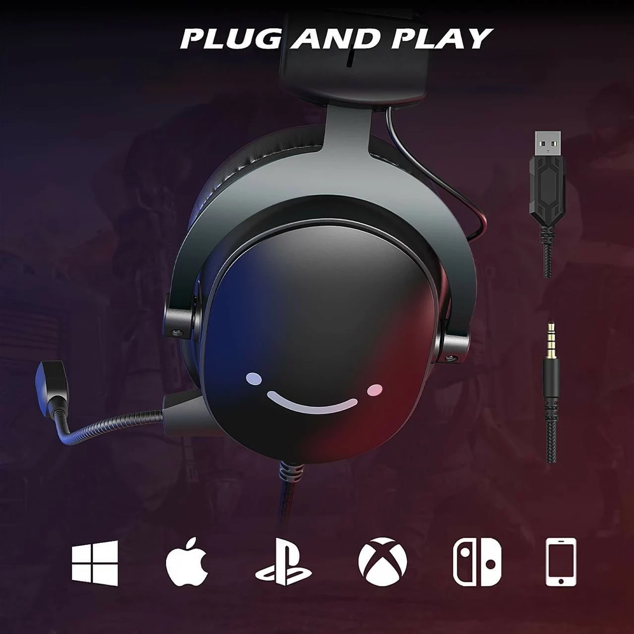 Kufje Fifine H9, 7.1 Surround, USB + 3.5mm, me mikrofon, të zeza