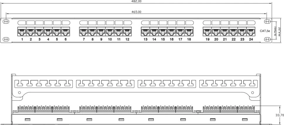Patch panel Intellinet 721035, 19" 1U, 24 porty RJ45 Cat6 UTP, e zezë