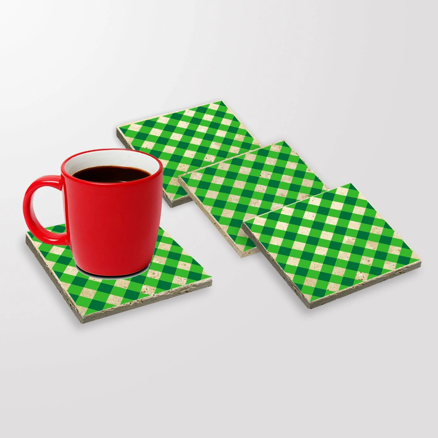 Set 4 copë mbrojtëse gotash prej guri natyral, shumëngjyrëshe, Hermia, TBA5021