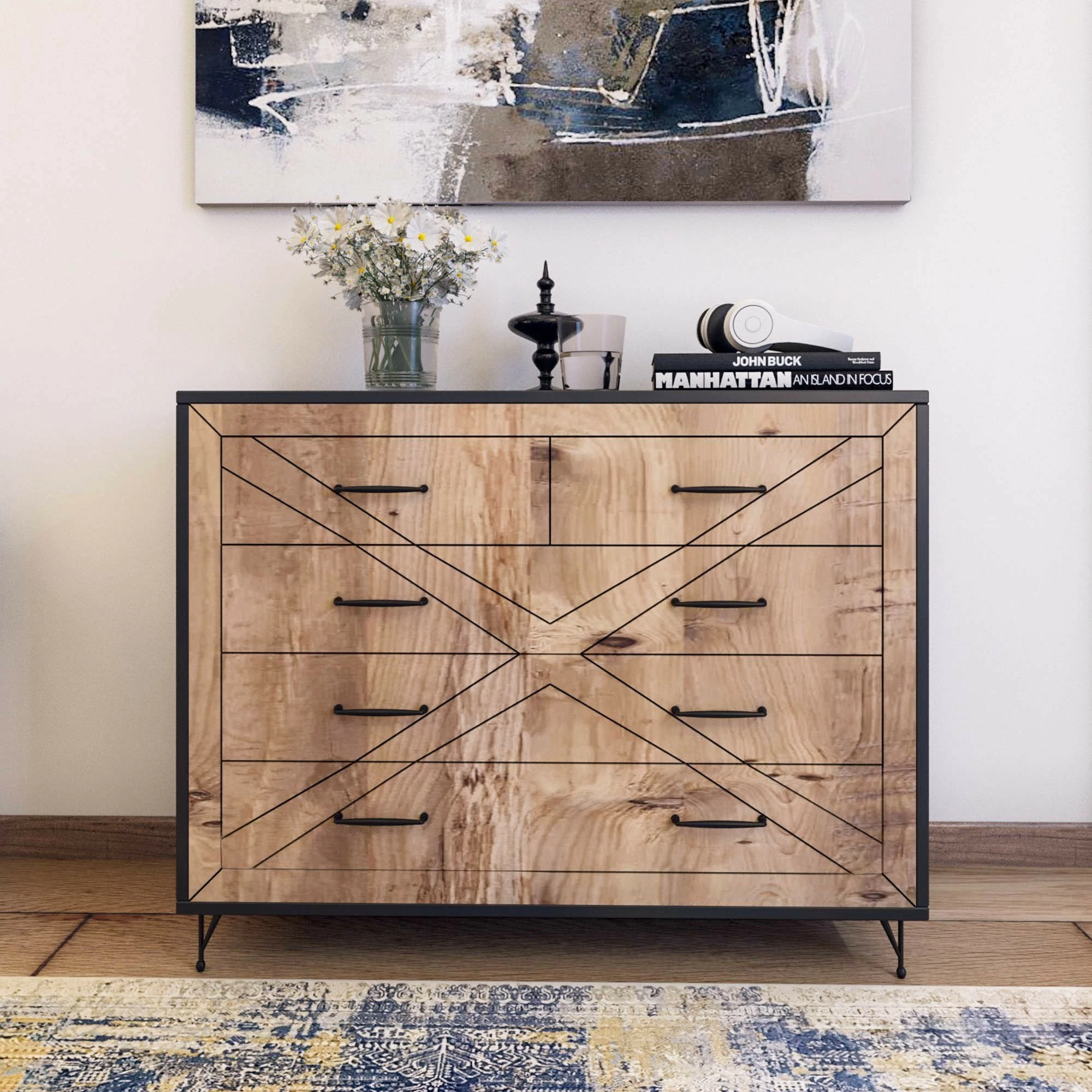 Komodë Hanah Home Comfort, anthracite dhe lis