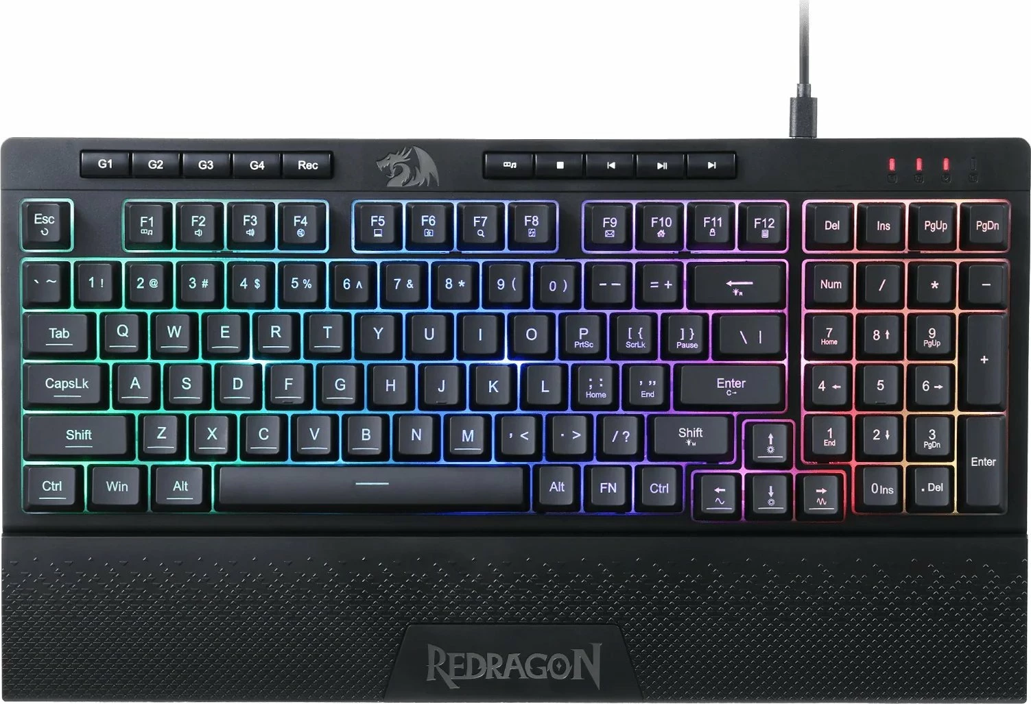 Tastierë gaming Redragon Shiva K515-RGB, membranë 96%, RGB, USB me kabllo, layout US, me pushim dore magnetik, e zezë