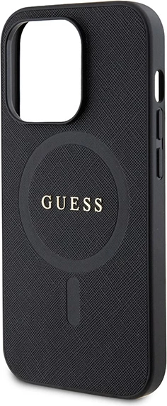 Mbështjellës Guess GUHMP15LPSAHMCK për iPhone 15 Pro 6.1", Saffiano MagSafe, zi