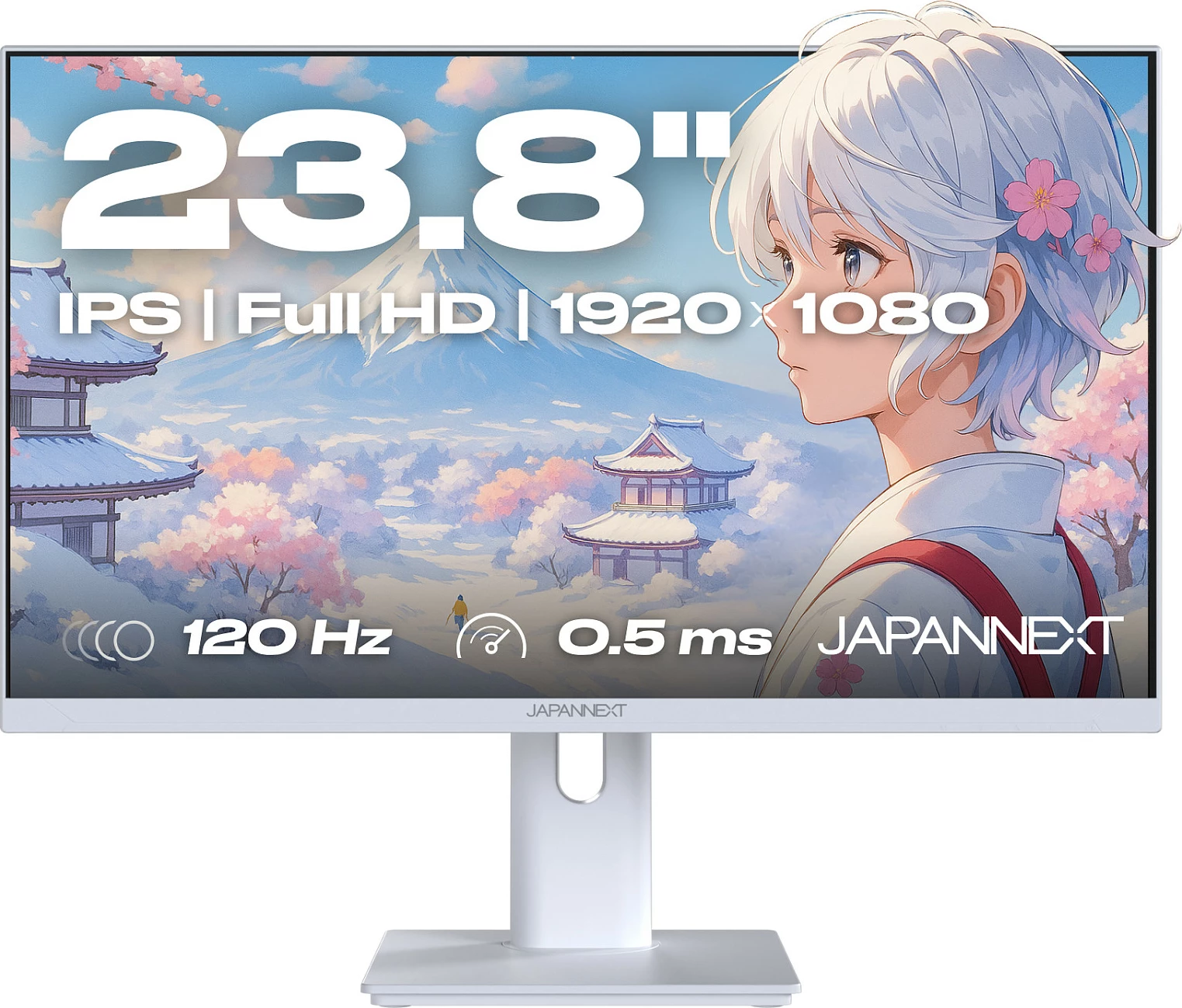 Monitor gaming JAPANNEXT 23.8" IPS Full HD 120Hz 0.5ms, i bardhë