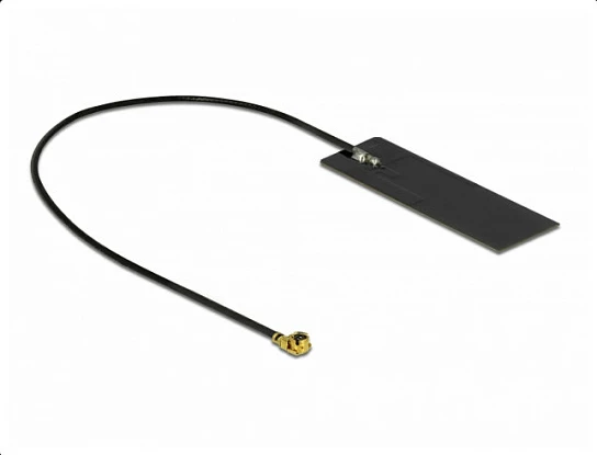 Antena WLAN DeLOCK 12608, MHF, 2.4/5 GHz, kabllo 15 cm, 2/4 dBi, e zezë