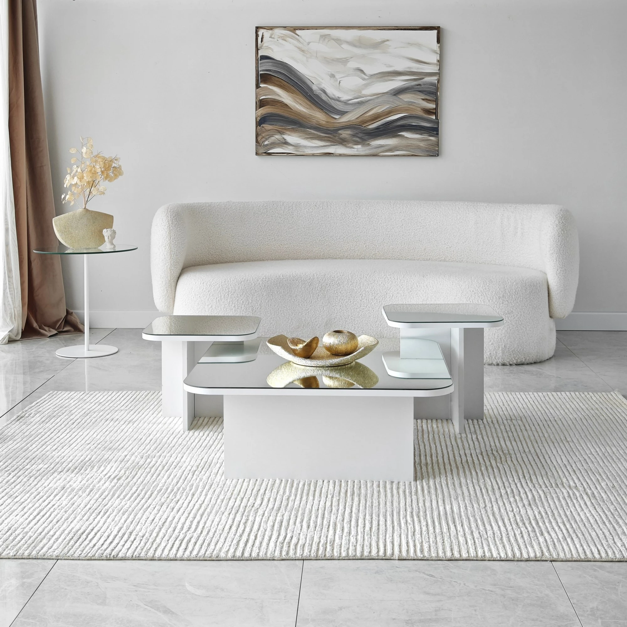 Set tavolinash kafeje Hanah Home, Jazz, e bardhë
