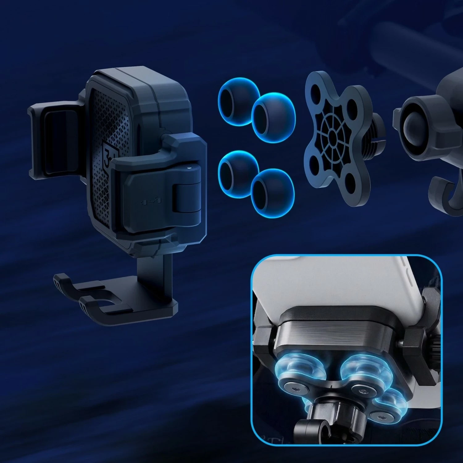 Mbajtëse biçiklete/motoçiklete 3MK Bike Holder Damper Pro, e zezë