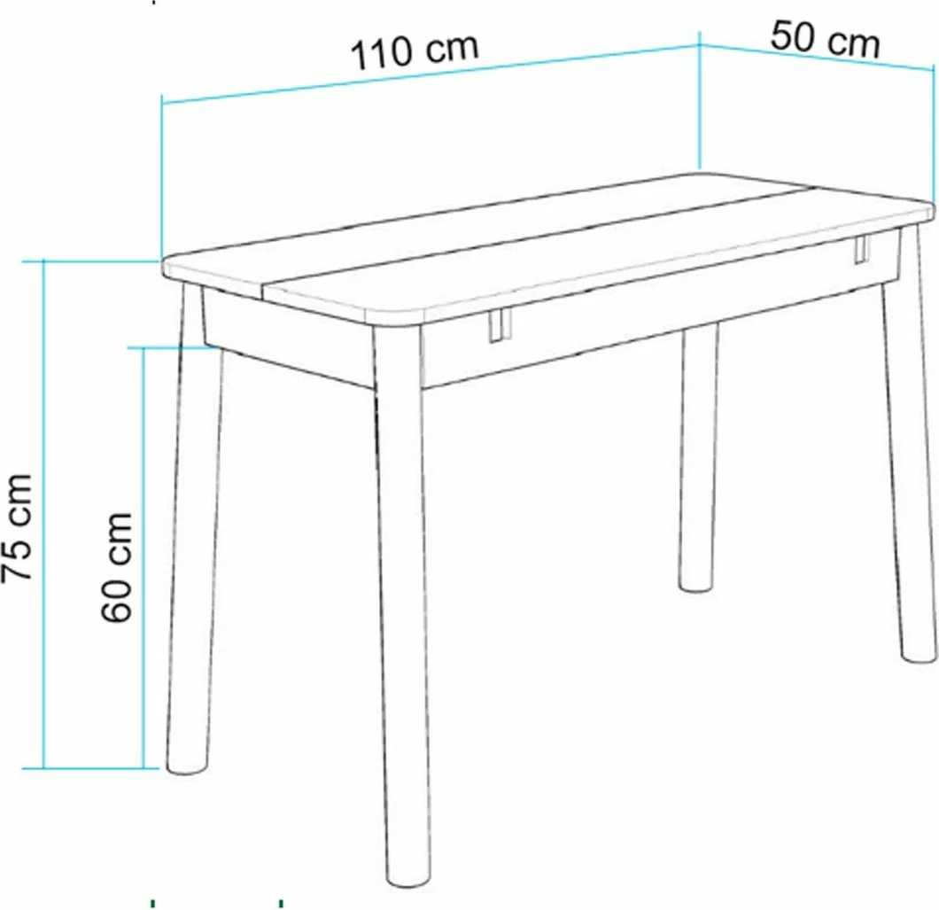 Set tavoline me karrige për ngrënie, zgjatës, 4 pjesë, Skye Decor, Vina Mini 04 1070, ngjyrë lis, e gjelbër