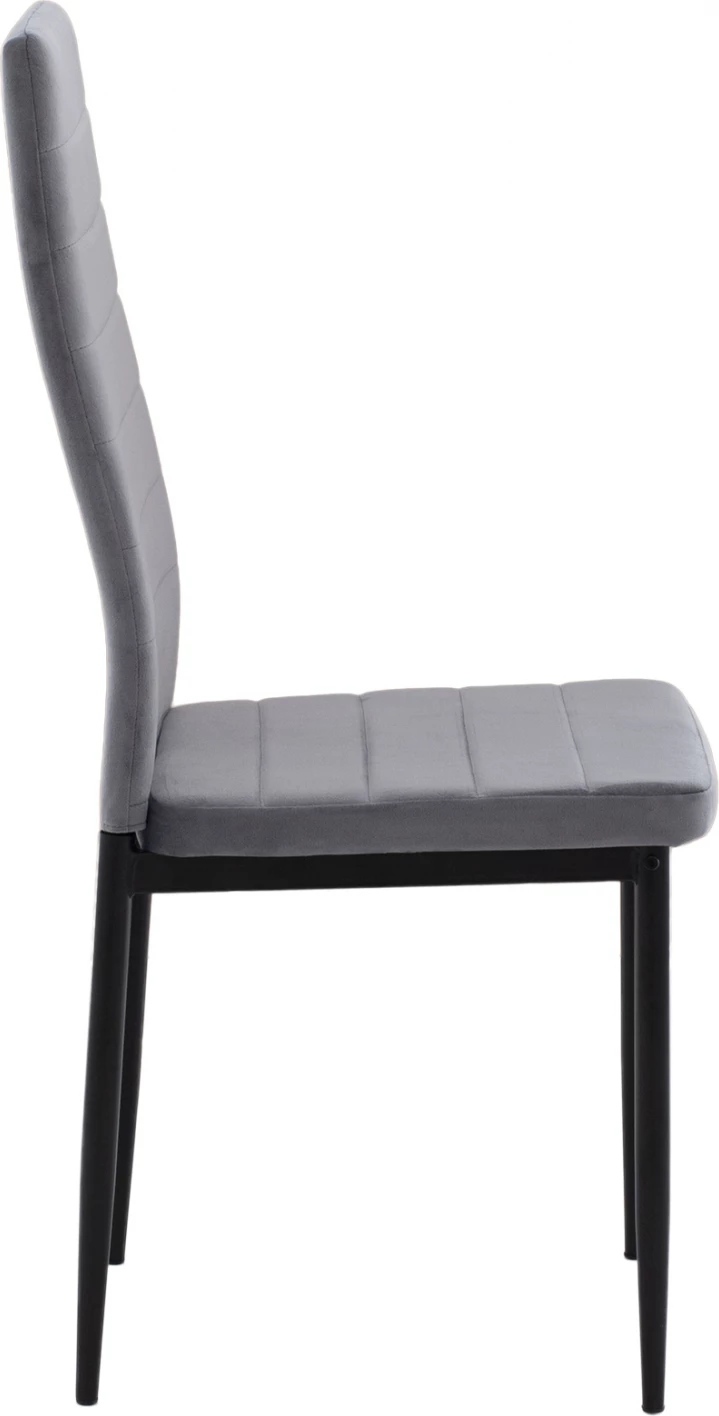 Karrige metalike FH0037.31, kadife gri, me kornizë metalike, set prej 4 copash