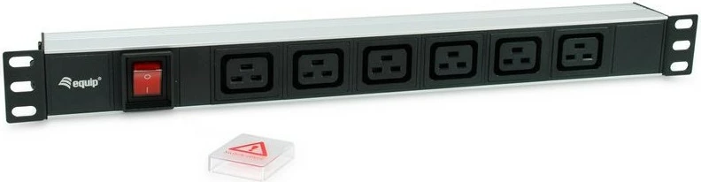 Prizë rackmount Equip 1U, 6x IEC C19, me ndërprerës, e zezë