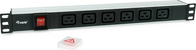 Prizë rackmount Equip 1U, 6x IEC C19, me ndërprerës, e zezë