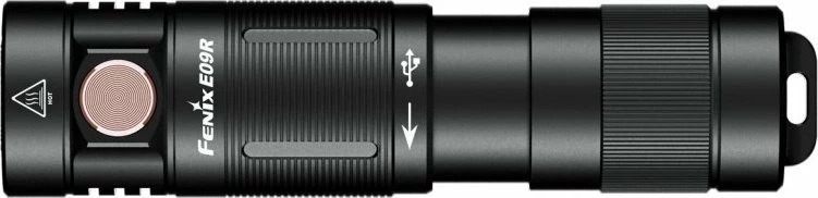 Llambë dore LED Fenix E09R 600 lm, USB-C, bateri 800 mAh, IP68, e zezë