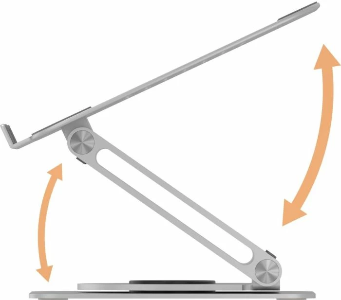 Stativ laptopi ICYBOX IB-NH300-R, deri 17\", rregullueshëm, rrotullim 360°, alumini, argjendtë