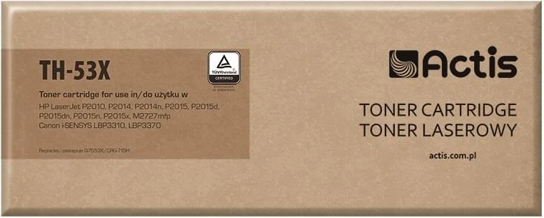 Toner Actis TH-53X, zëvendësim për HP 53X Q7553X, Canon CRG-715H, i zi