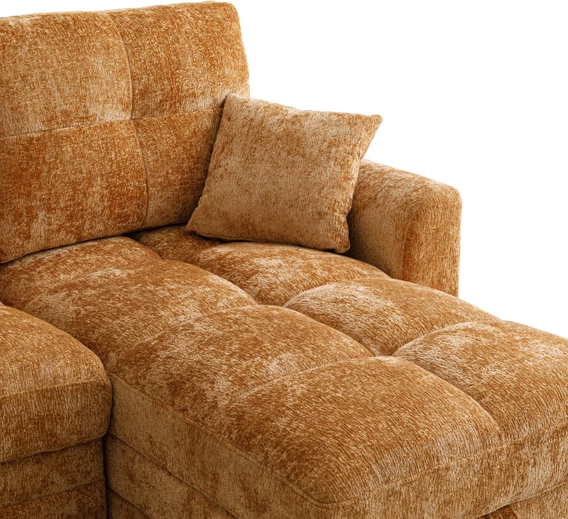 Këndare Comfie me hapësirë për magazinim, stof ngjyrë deveje, 267x159x97cm