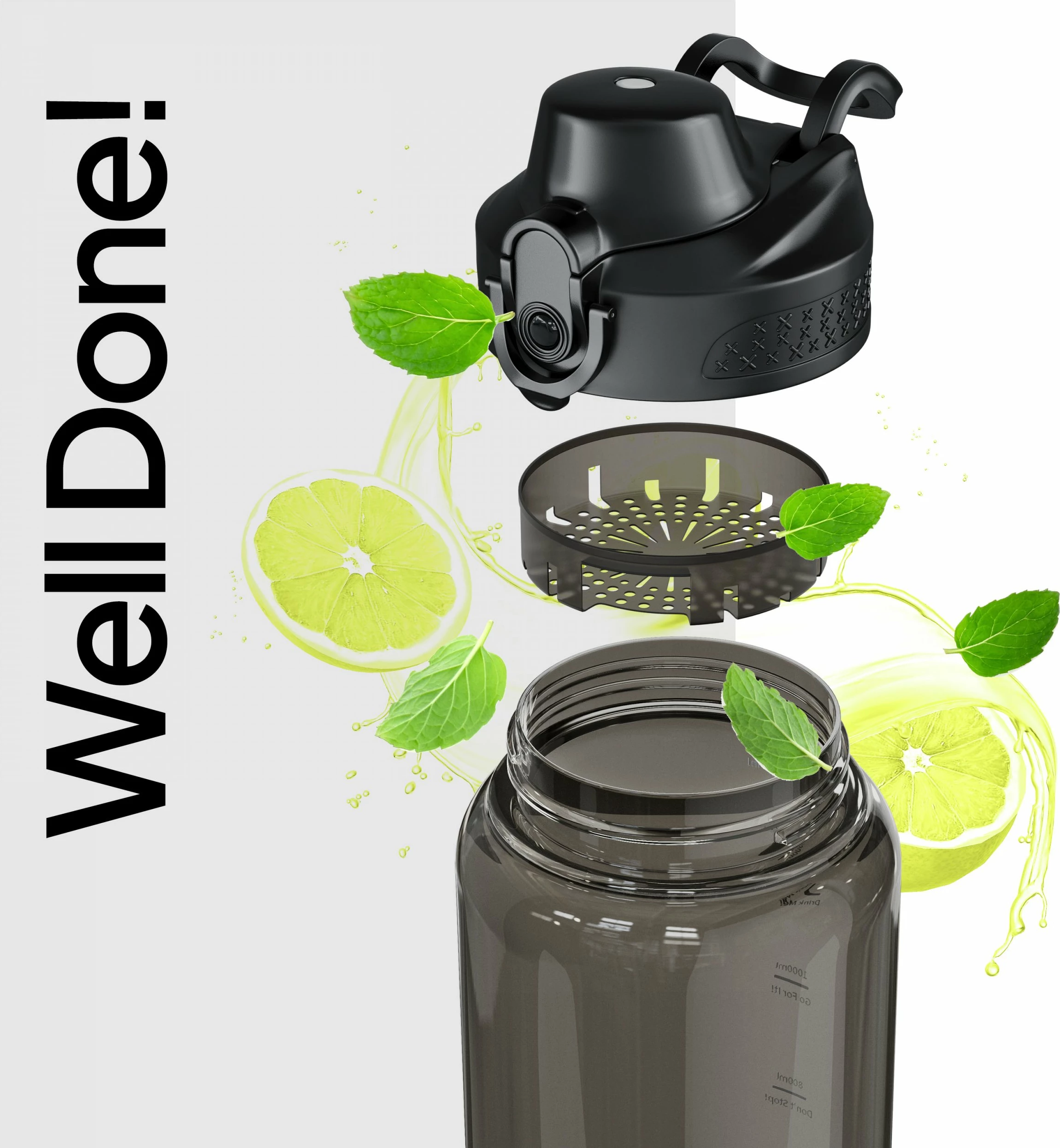 Shishe uji Zipro Tritan 1500 ml, BPA free, me sitë/infuzer frutash, e zezë