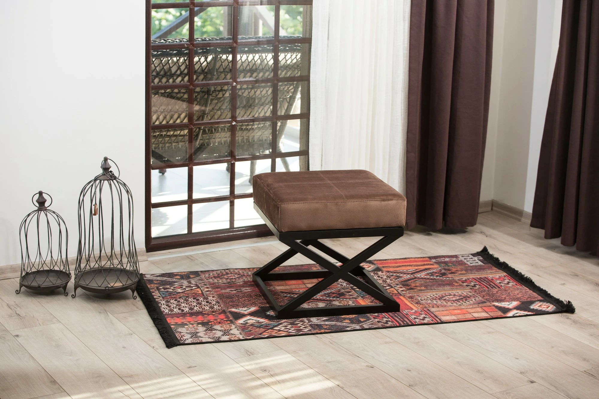 Puf Atelier del Sofa, kadife, kafe, 45x45x45cm