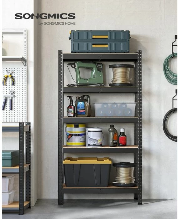 Raft i rëndë SONGMICS GLR030B21 30 x 75 x 150 cm, 5 rafte të rregullueshme, ngarkesë totale 650 kg, i zi