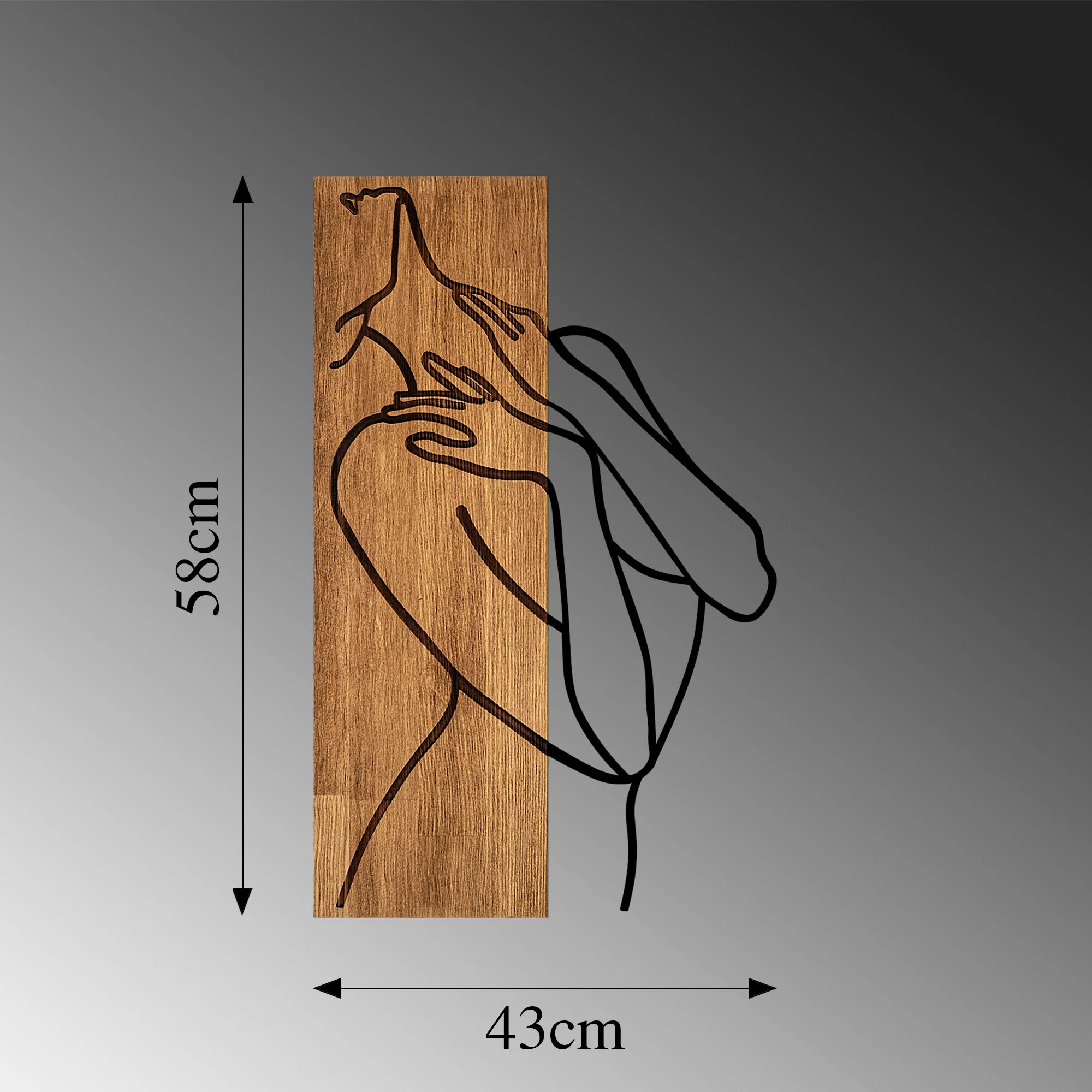 Aksesor dekorativ për mur, dru arre, metal i zi, Wallity MA-297, 58x36cm