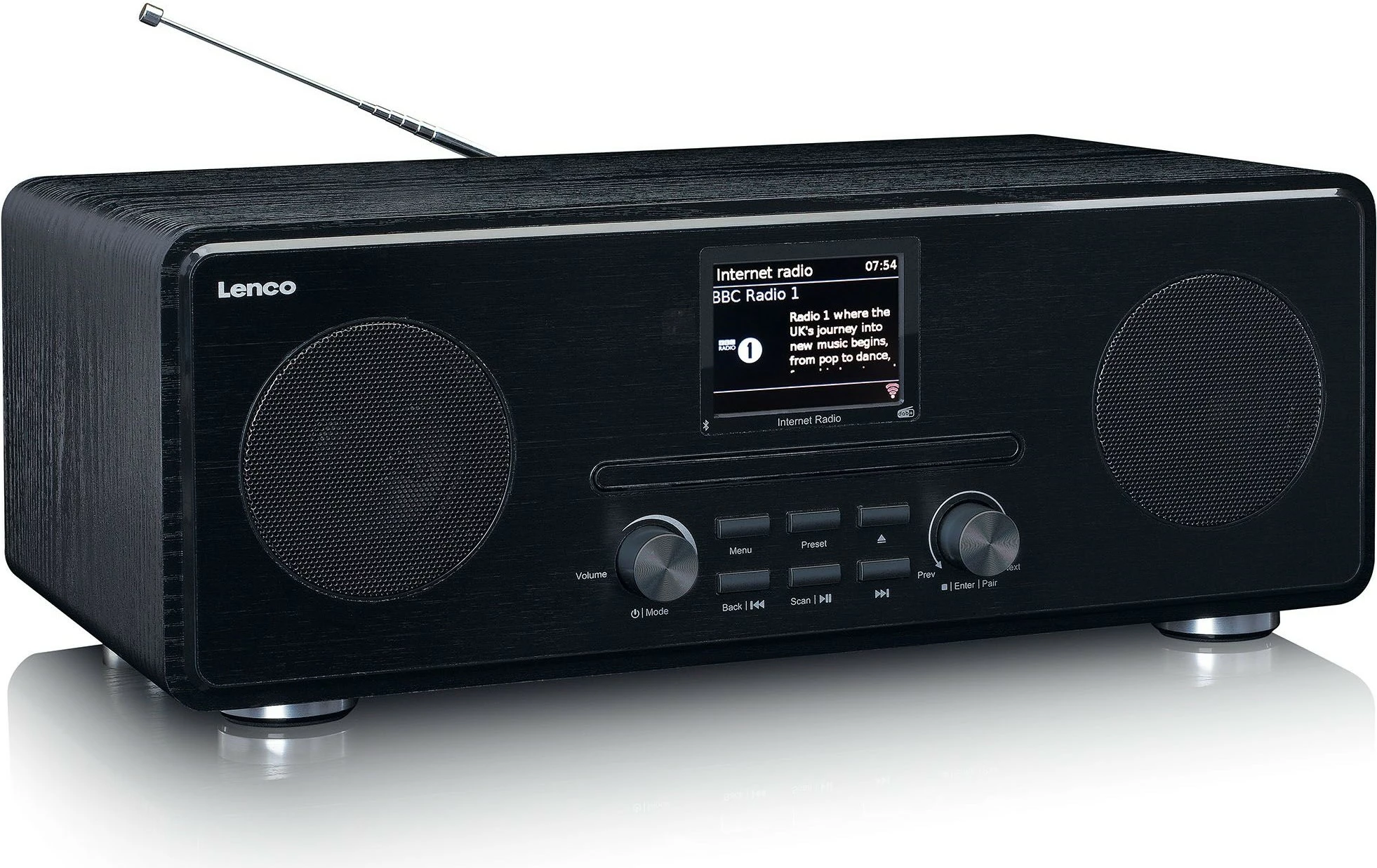 Radio interneti Lenco DIR-260BK, DAB+, Bluetooth, CD, 2x altoparlantë, e zezë