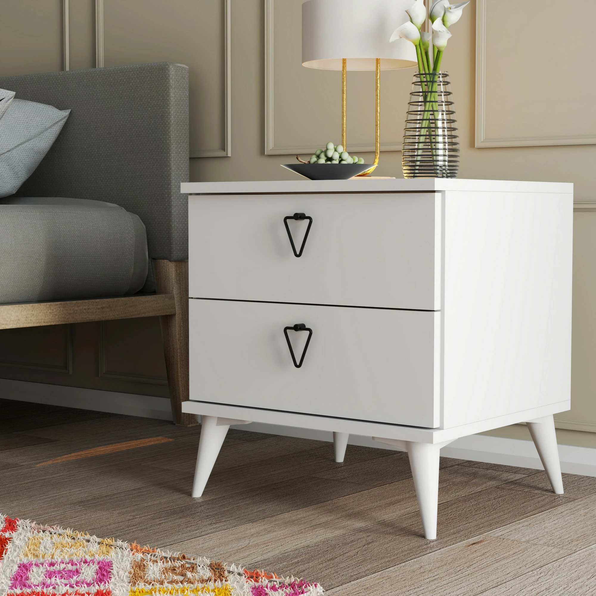 Komodinë natës Hanah Home, Versa-Ce 3634, e bardhë