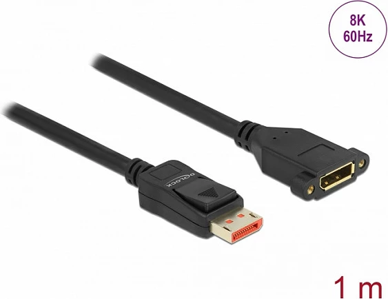 Kabëll zgjatues DisplayPort DeLOCK 1 m, DP 1.4, 8K 60Hz, i zi