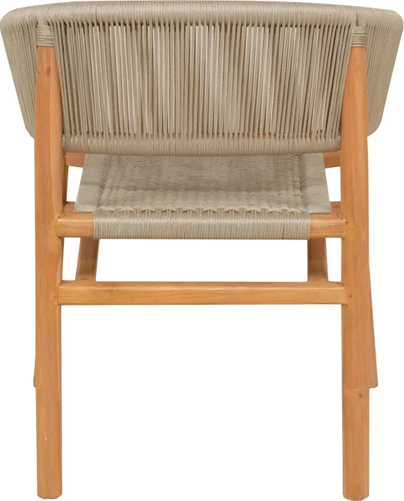 Karrige Kajone, skelet druri tik, ngjyrë natyrale dhe litar PE krem, 62x55x75cm