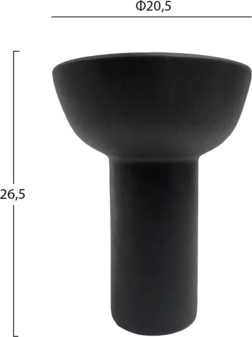 Dekor tavoline prej qeramike, ELENDIL, FH4603.02, ngjyrë e zezë mat, Φ20.5x26.5H cm