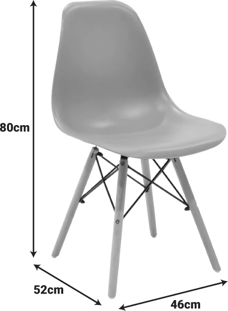 Karrige Julita, PP, ngjyrë kapuçino, këmbë druri natyral, 46x52x80cm, set prej 4 copësh