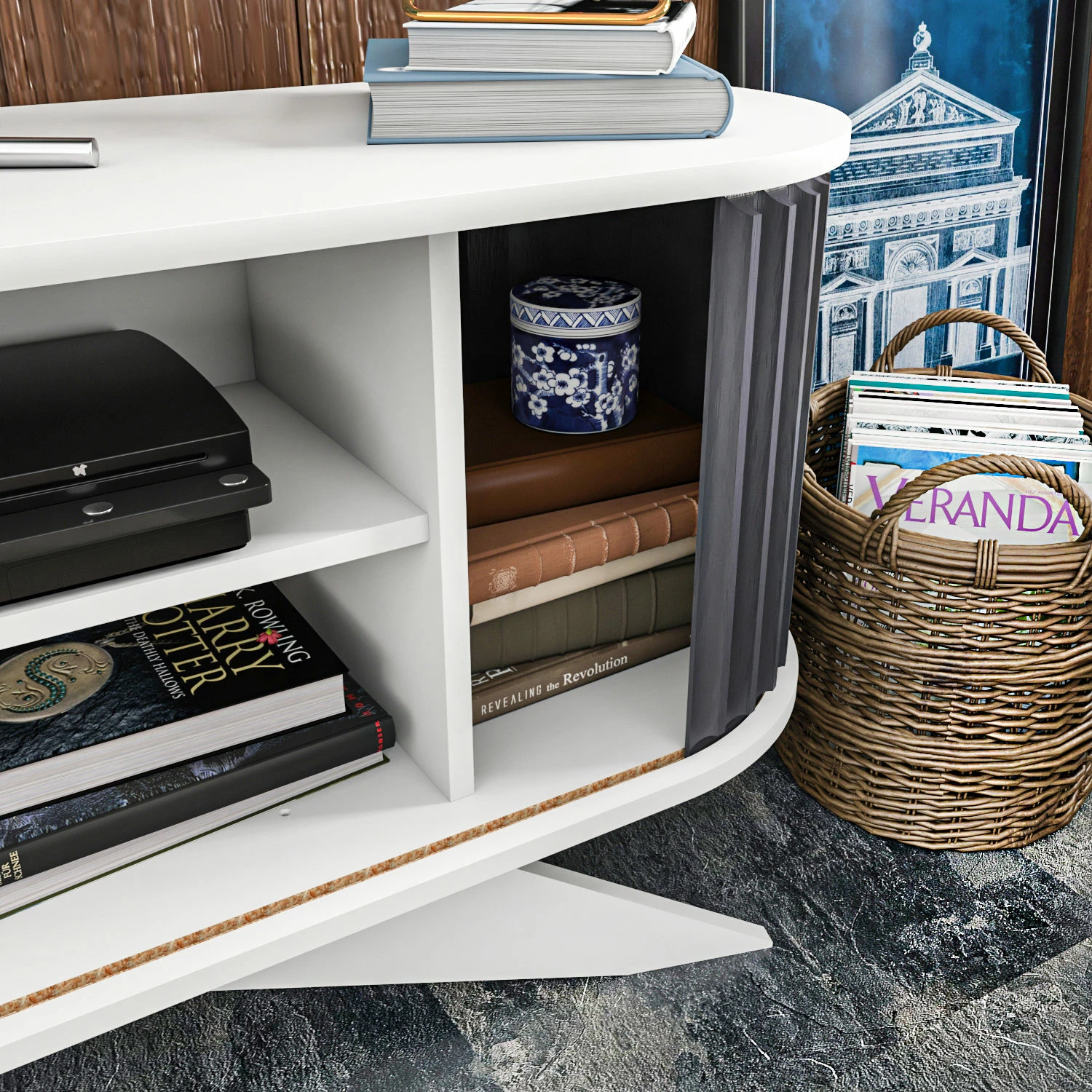 Komodë TV Hanah Home, anthracite dhe e bardhë, Stor