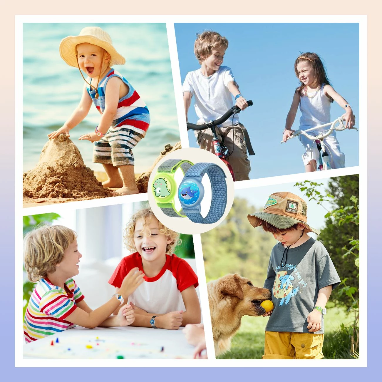 Mbështjellës për AirTag Hurtel WAT-67-0Y1S për fëmijë, najlon, motiv lule, rainbow