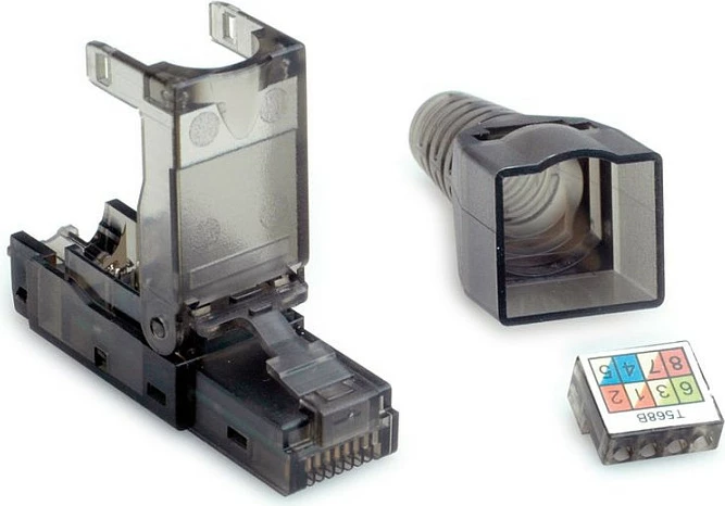 Konektor RJ45 VALUE 26.99.0372, Cat6a UTP, AWG26, 50 copë, zi/transparent