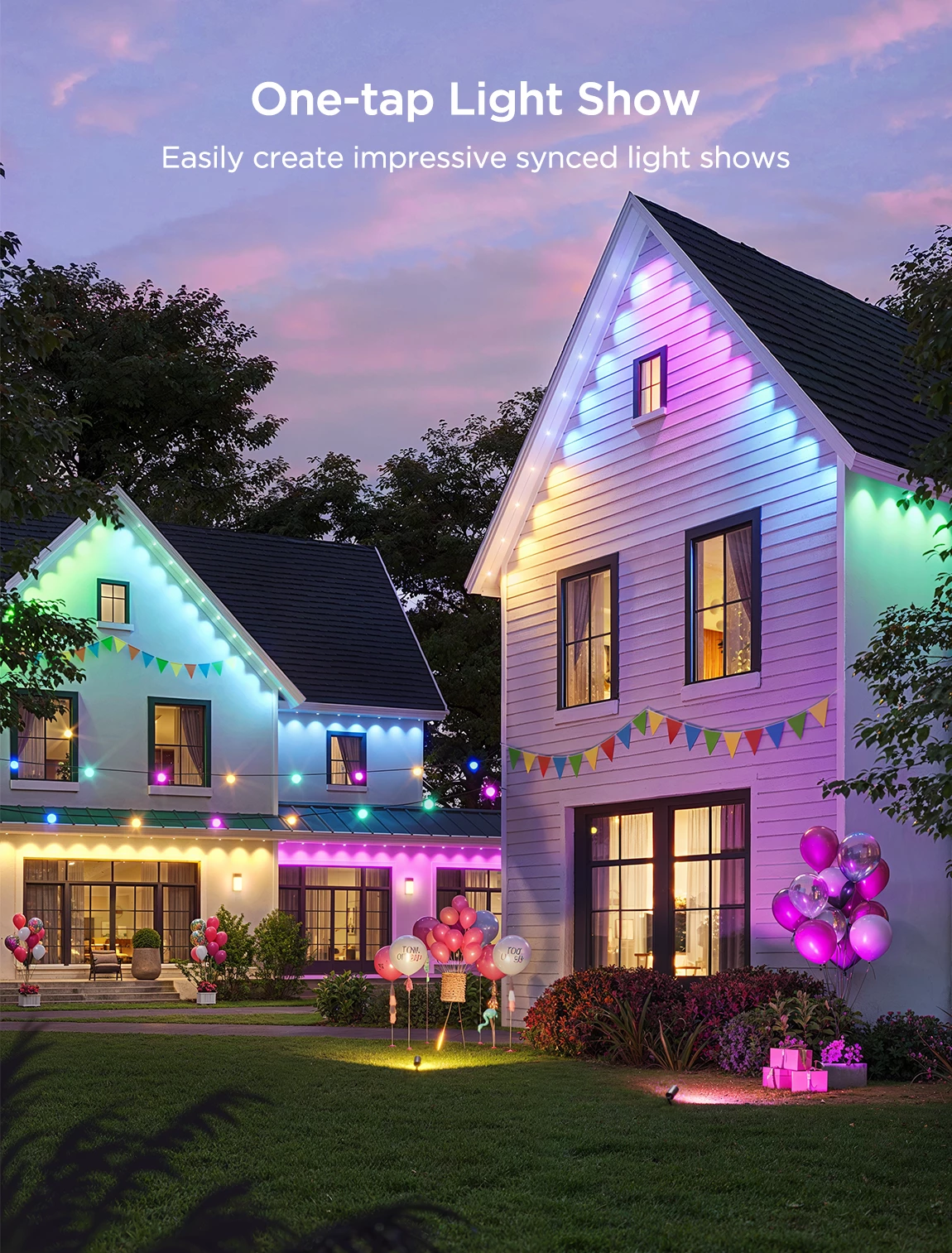 Drita LED të jashtme Govee Permanent Outdoor Lights 2 30 m RGBIC Wi‑Fi/Bluetooth IP67, shumëngjyrëshe